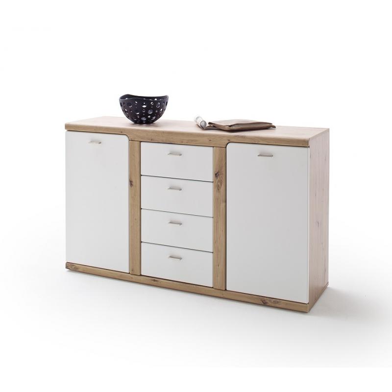 Sideboard Torino | weiß matt / Balkeneiche