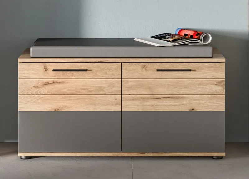Sitzbank Mason | Nox Oak / Basalt grau ohne Sitzkissen