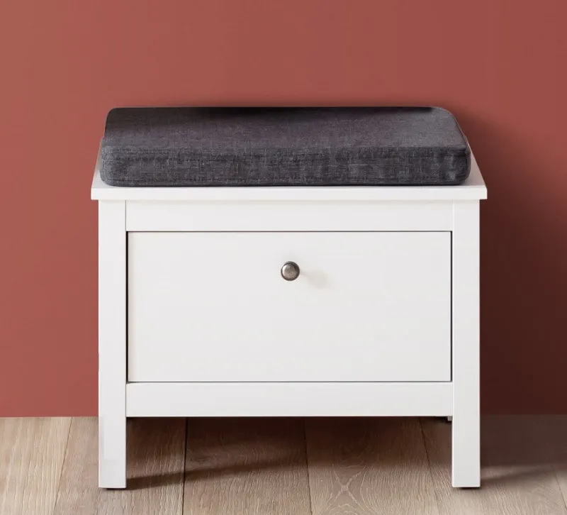 Sitzbank Ole | weiß | Landhausstil mit Sitzkissen