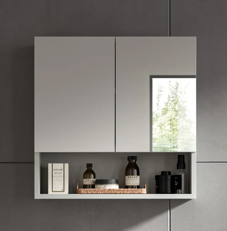 Spiegelschrank Copa | hellgrau | mit Beleuchtung 55x55x17 cm