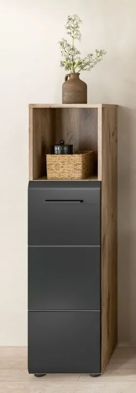 Standschrank hoch Ice | Nox Oak / schwarz matt