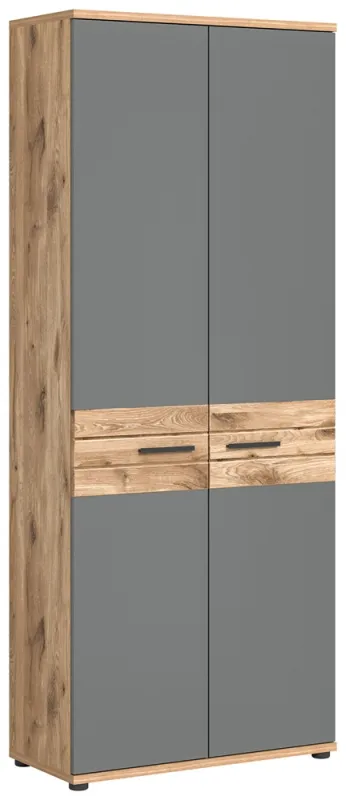 Stauraumschrank Mason | Nox Oak / Basalt grau | 80x199x37