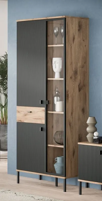 Stauraumvitrine Chess | Nox Oak / schwarz