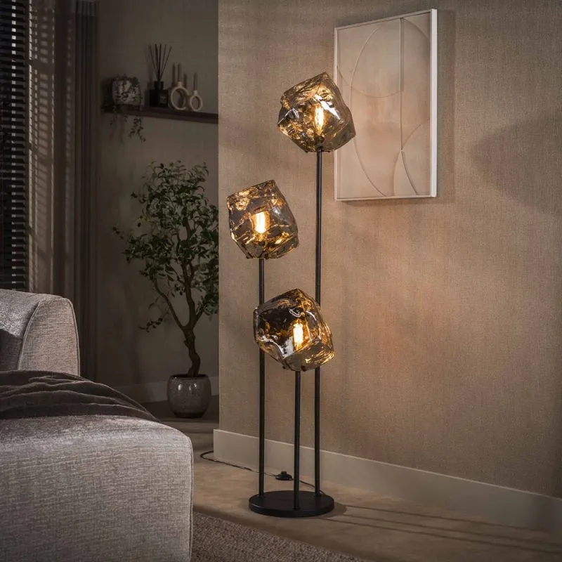 Stehlampe Ambera | 3 Leuchten | Sienna braun-frosted