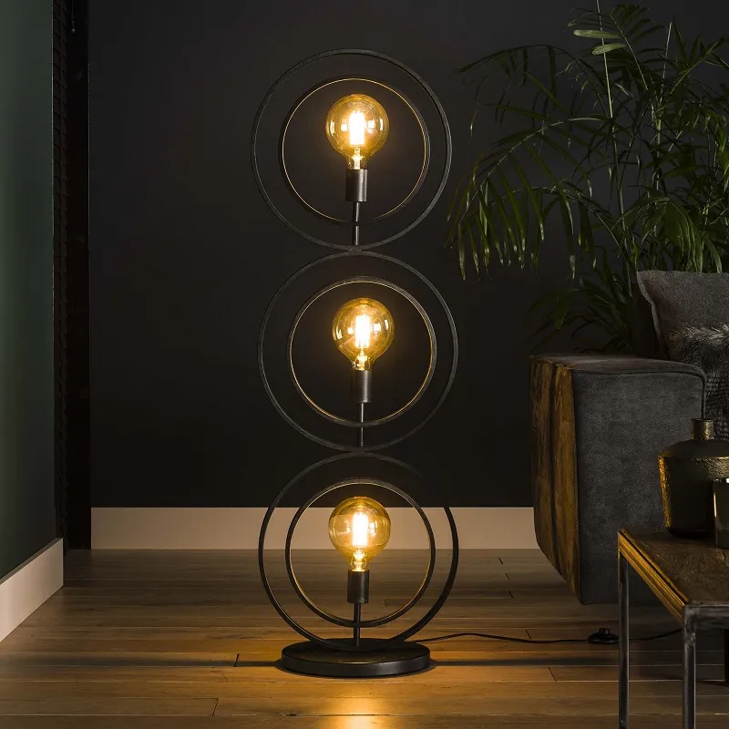 Stehleuchte Vejin 3 Lampen | Metallringe | Charcoal grau