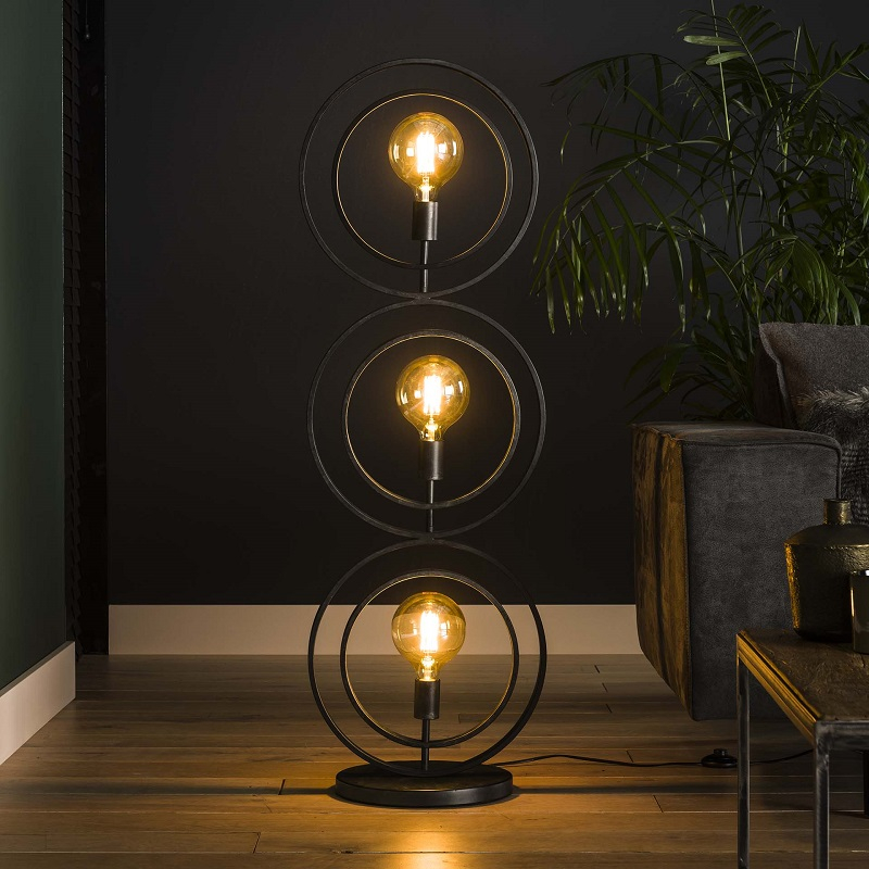 Stehleuchte Vejin 4 Lampen | Metallringe | Charcoal grau