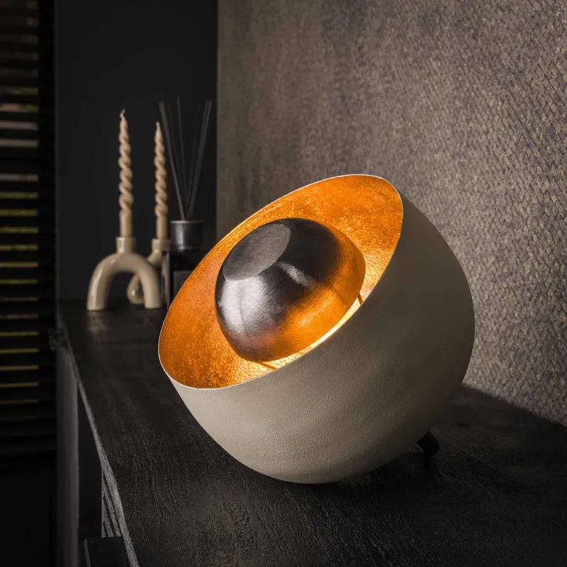 Tischlampe Taiho | Metall | Naturgrau | Ø 22 cm