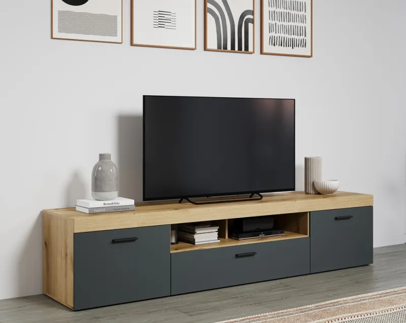 TV-Board Lowboard Tyler | grau / Coast Evoke Eiche