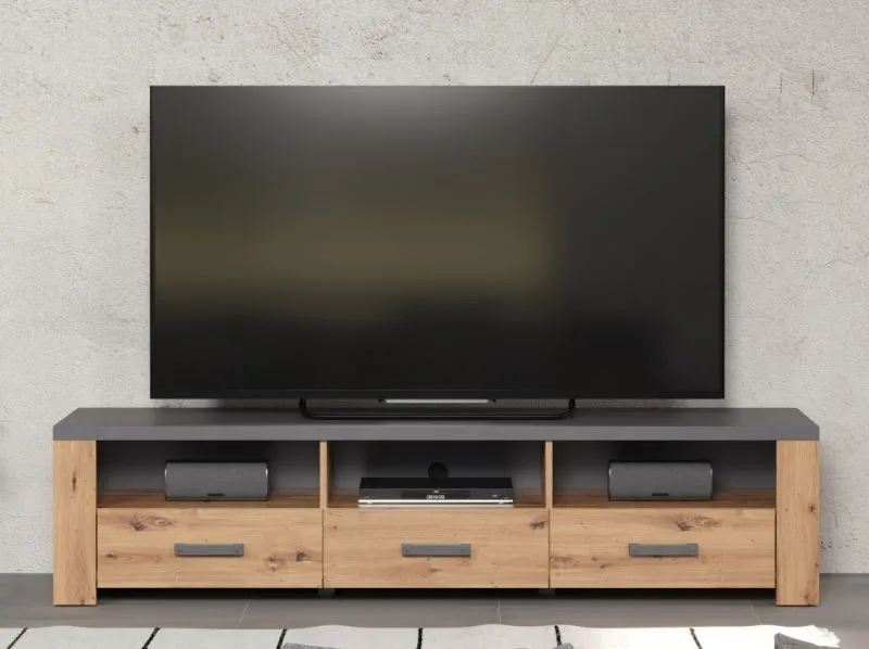 TV-Lowboard Follow | Artisan Eiche / Matera grau ohne Beleuchtung