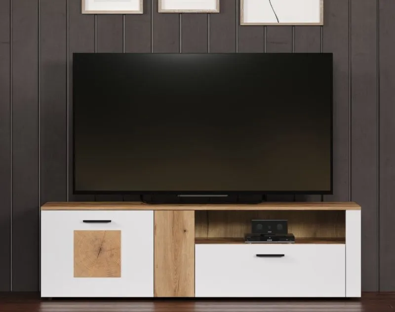 TV-Lowboard Vitoria | weiß / Coast Evoke Oak