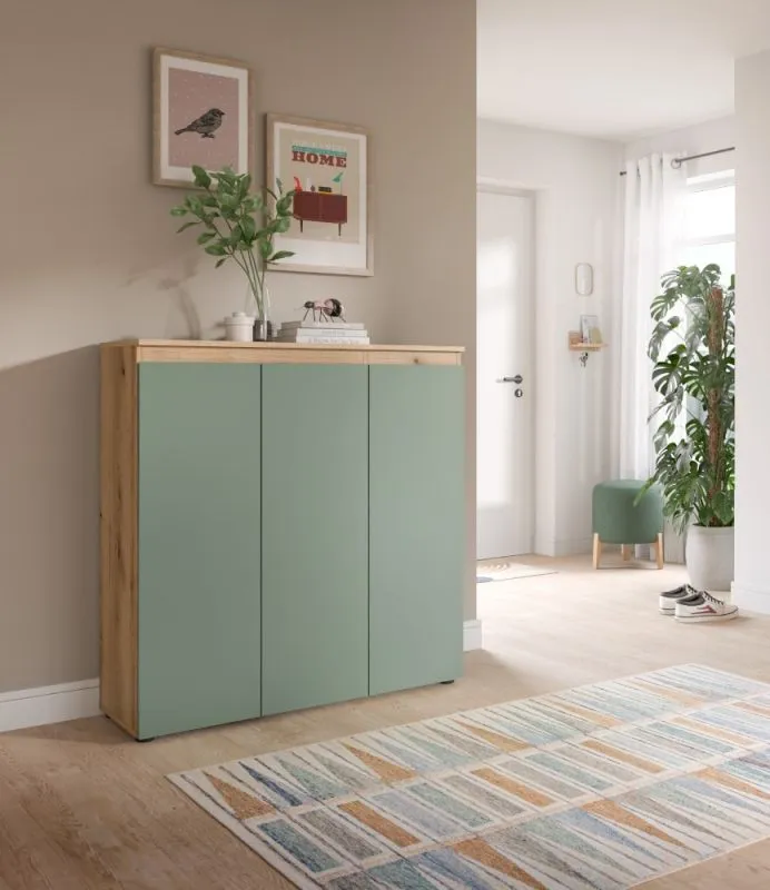 Universalschrank Scarpa | 105 x 110cm | Smoke green / Evoke Eiche