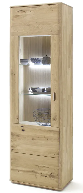 Vitrine 1 Ravello | Balkeneiche Bianco | mit 2er Set LED RW.Bel.