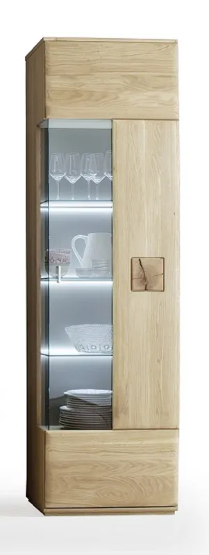 Vitrine Bologna 2 | Eiche Bianco | mit LED Rückwandbeleuchtung