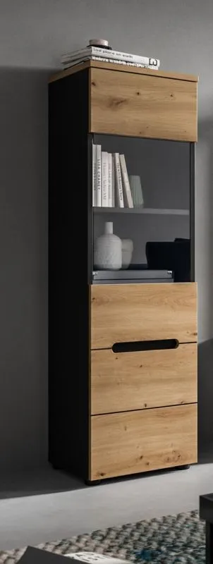 Vitrine Canu | Artisan / Basalt Grau ohne Beleuchtung