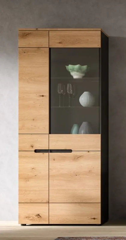 Vitrine Canu | Basalt grau / Artisan Eiche