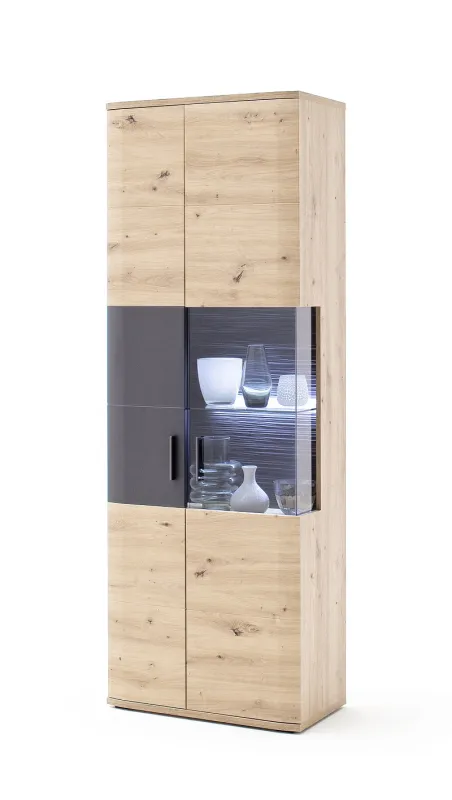 Vitrine Cortona | Balkeneiche / anthrazit | ohne Beleuchtung