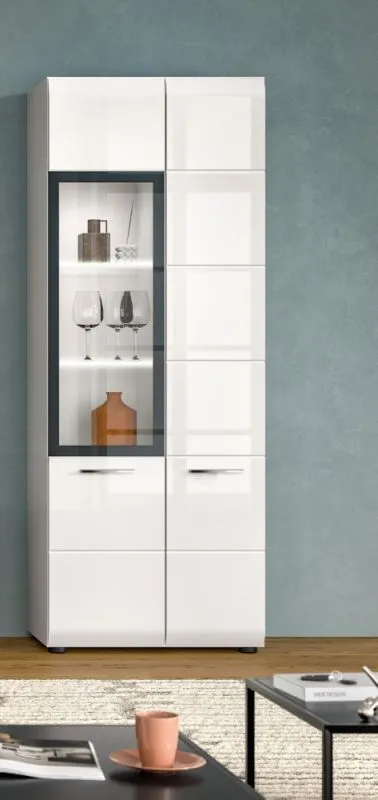 Vitrine Ice 2 | mit 2 Glasböden | weiß / schwarz