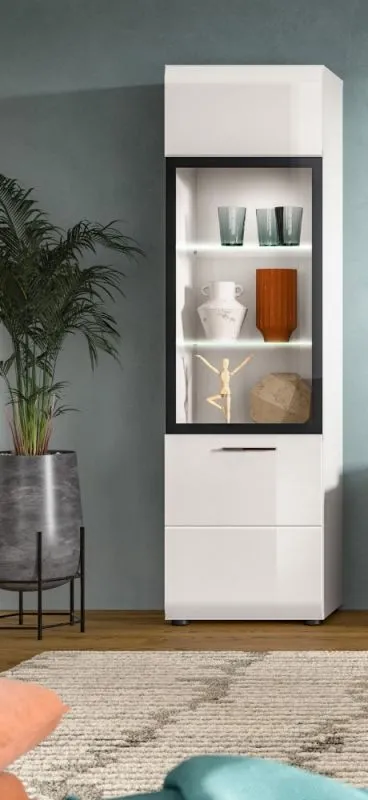 Vitrine Ice | mit 2 Glasböden | weiß / schwarz