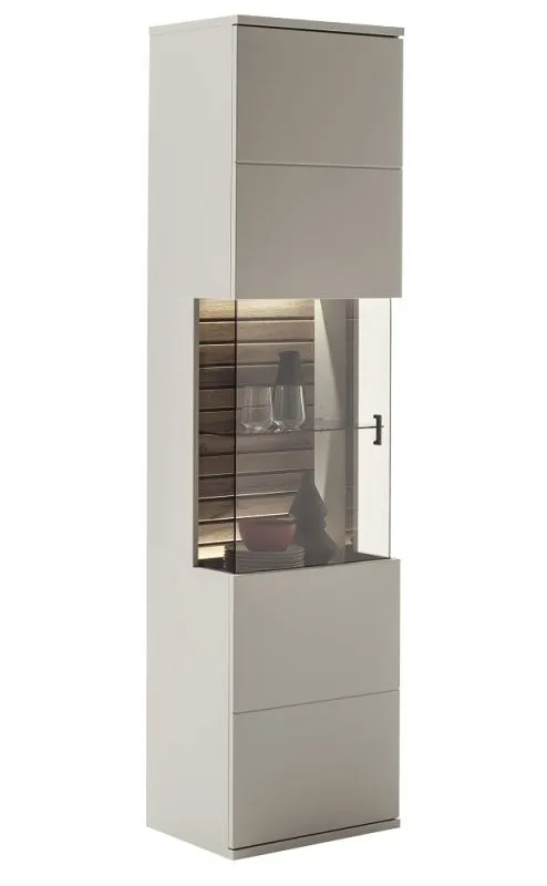 Vitrine Lüttich | Basalt / Wotan Eiche | optional LED Beleuchtung