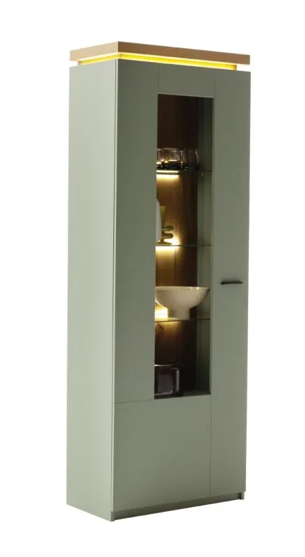Vitrine Moniz | Salbei grün / Eiche Evoke | LED Beleuchtung