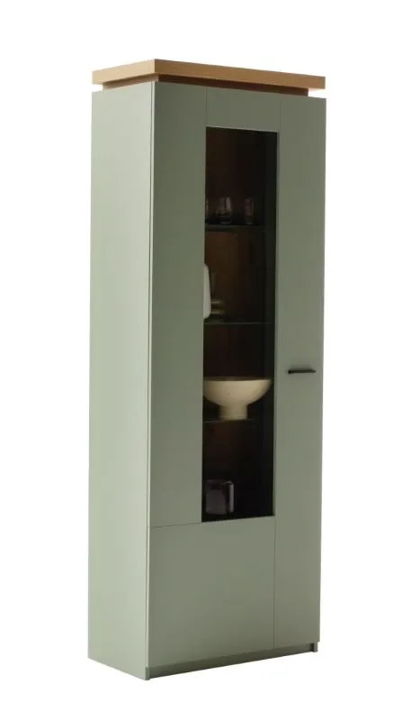 Vitrine Moniz | Salbei grün / Eiche Evoke | ohne Beleuchtung