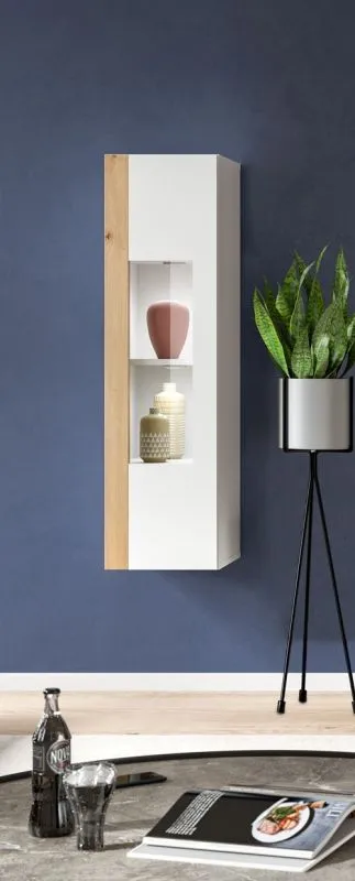 Vitrine Ruda | weiß / Artisan Eiche