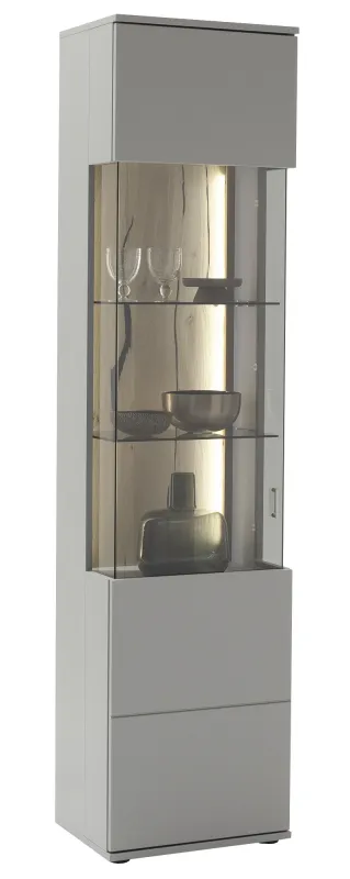 Vitrine Sevilla | Arktis grau | mit 2er Set LED Band 100 cm