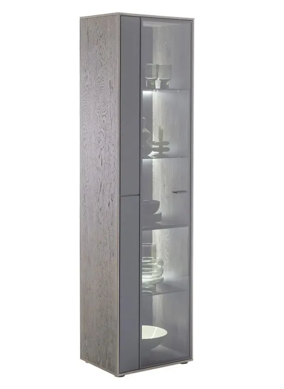 Vitrine Venezia | Softblack / Vulcano Eiche | mit Rückwandbeleuchtung