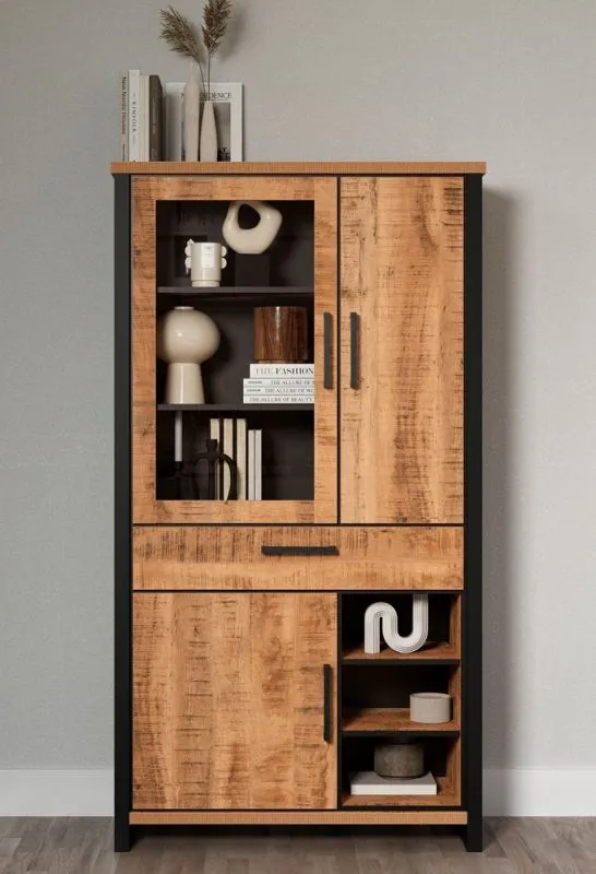 Vitrine Vitrinenschrank Enna, Mango Dekor