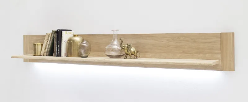 Wandboard Bologna | Eiche Bianco | LED Beleuchtung mit LED Bandbeleuchtung 165 cm