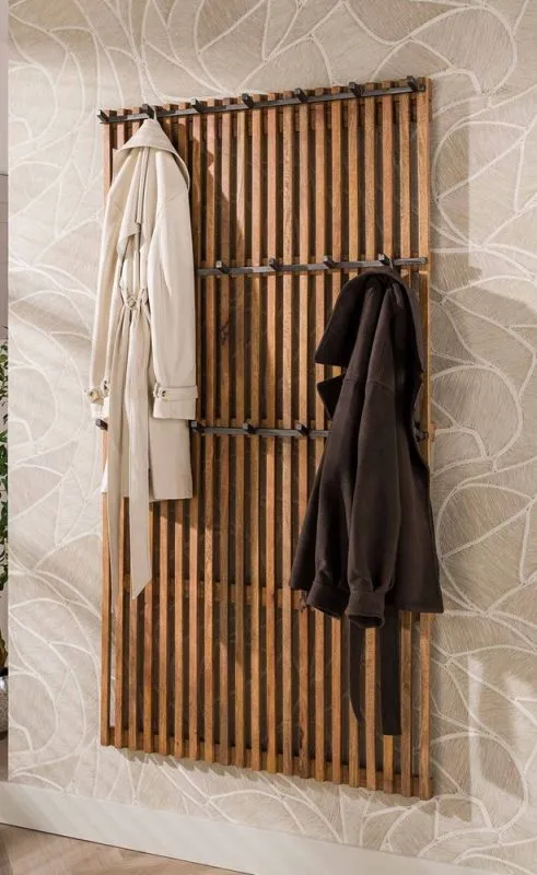 Wandgarderobe Garderobenpaneel Dwina XL | Mangoholz | Sandfarbe