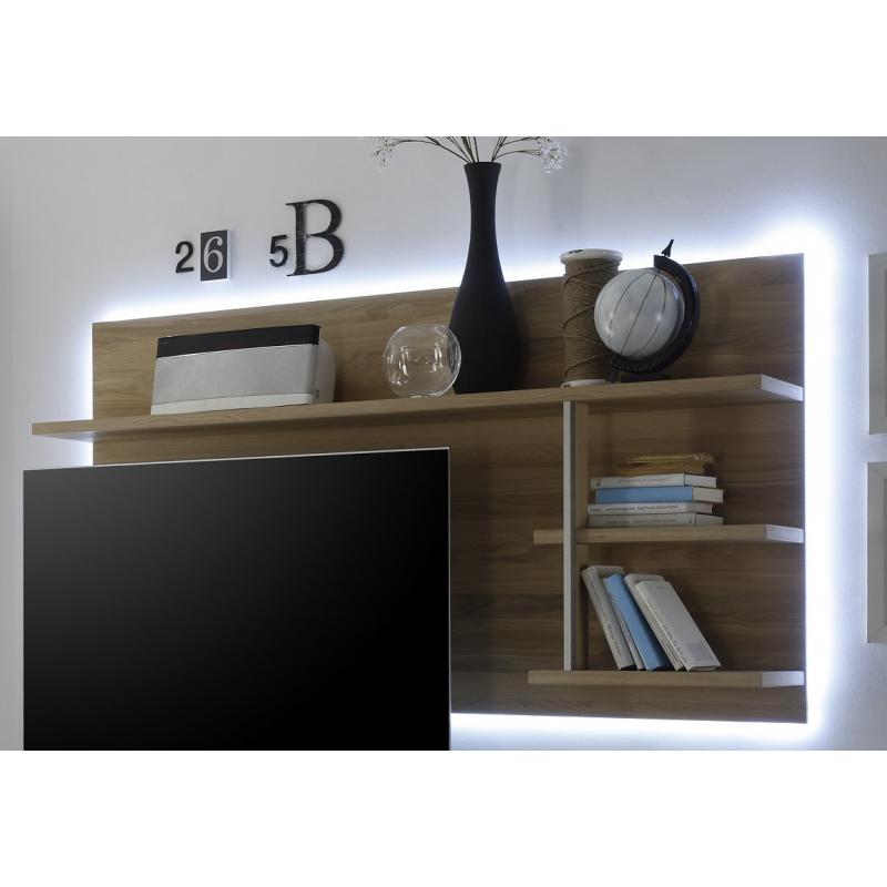 Wandpaneel Wandregal Espero | Asteiche Bianco | LED Beleuchtung