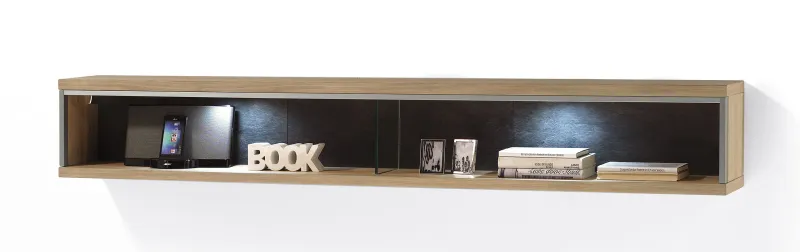 Wandregal Espero groß | Asteiche Bianco | LED Beleuchtung ohne Beleuchtung
