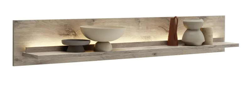 Wandregal Santerno Wildeiche mit LED Beleuchtung