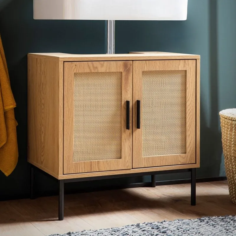 Waschbeckenunterschrank Aletta | braun / schwarz
