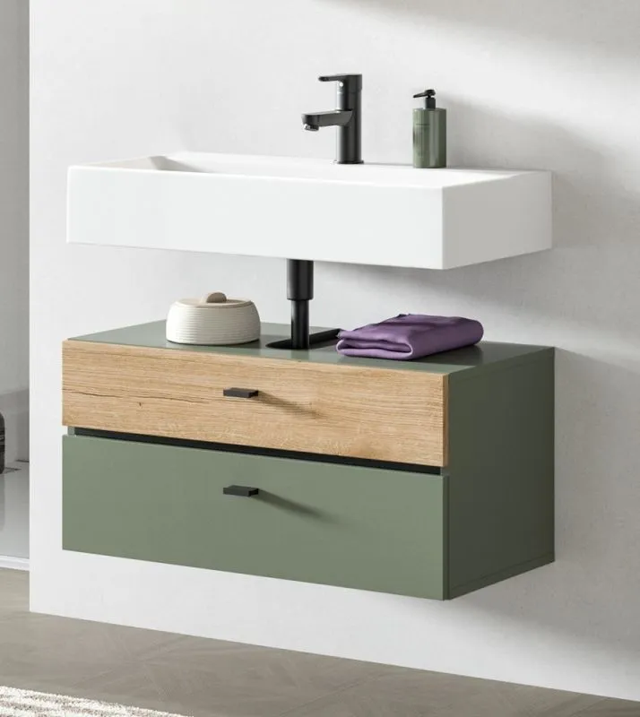 Waschbeckenunterschrank Aqua | Sage Green / Evoke Oak