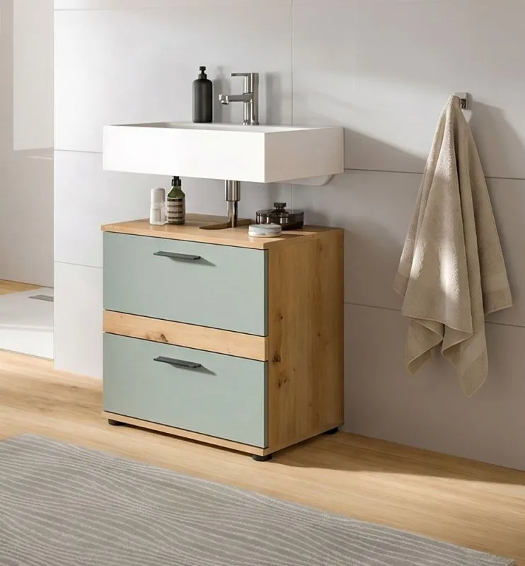 Waschbeckenunterschrank Blake mit Schubkästen | Salbei / Artisan Eiche