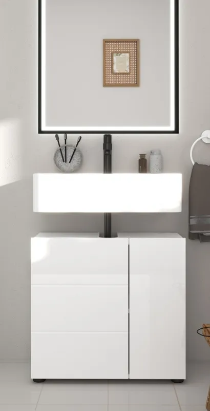 Waschbeckenunterschrank Vira | weiß Hochglanz | 60 cm x 56 cm x 34 cm