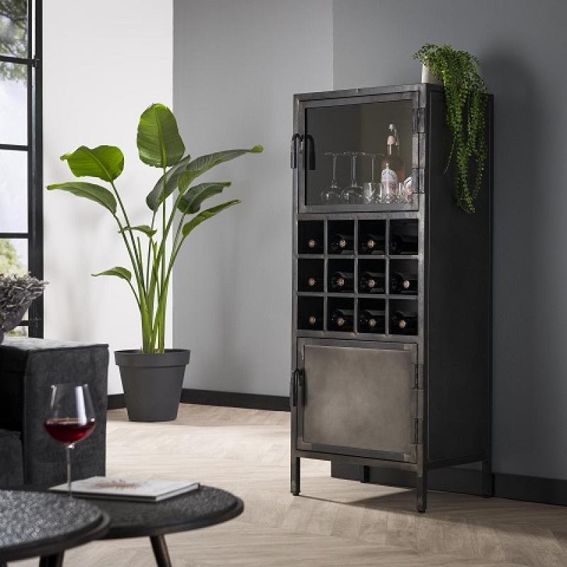 Weinschrank Neomy | Industrial | Metall | dunkelgrau