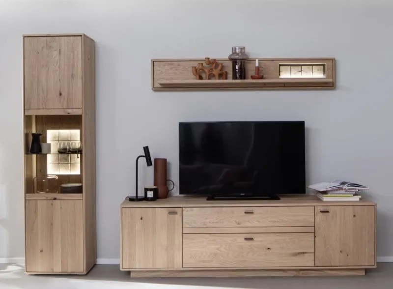 Wohnkombination Freeport 2 | Ast-/ Balkeneiche | 3-teilig | LED Beleuchtung