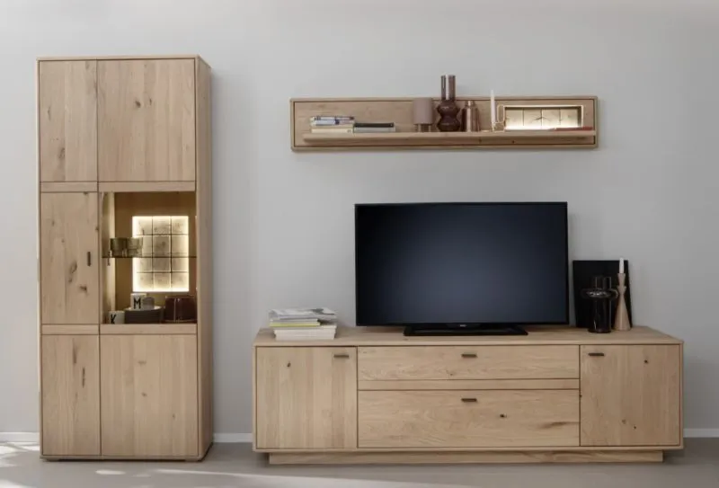 Wohnkombination Freeport | Ast-/ Balkeneiche | 3-teilig | LED Beleuchtung