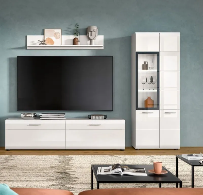 Wohnkombination Ice 5 | 3-teilig | weiß / schwarz