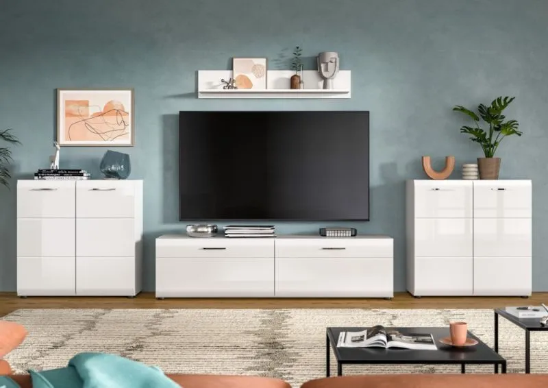 Wohnkombination Ice 6 | 4-teilig | weiß / schwarz