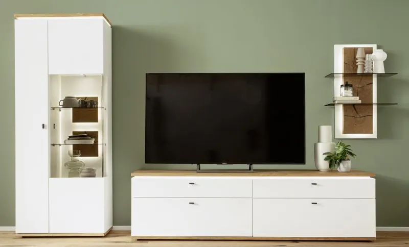 Wohnkombination Matadi 3 | Soft white / Ast-Balkeneiche | 3-teilig