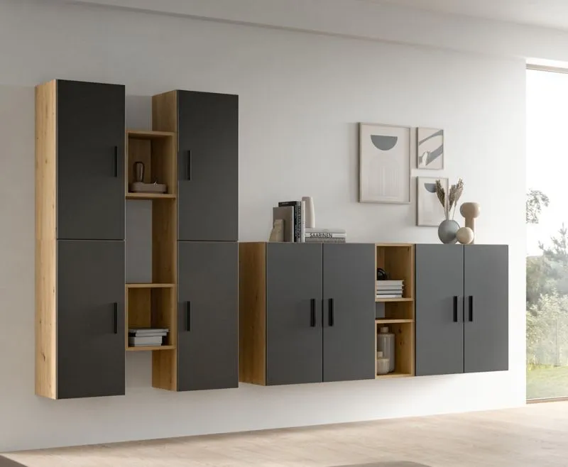 Wohnkombination The One | 12-teilig | Artisan Oak / Basalt grau ohne