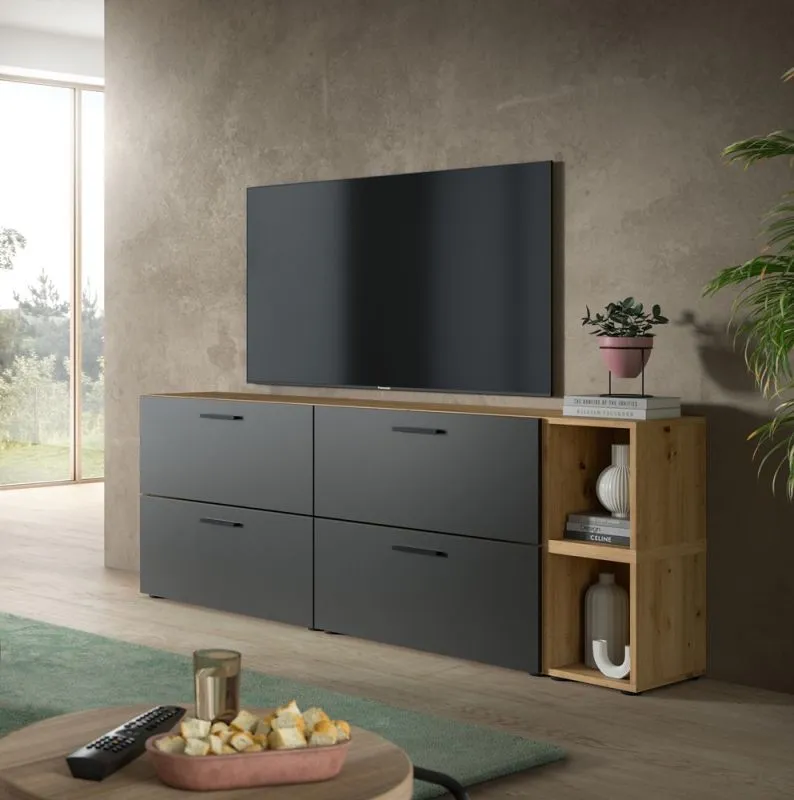 Wohnkombination The One 3 | 6-teilig | Artisan Oak / Basalt grau ohne