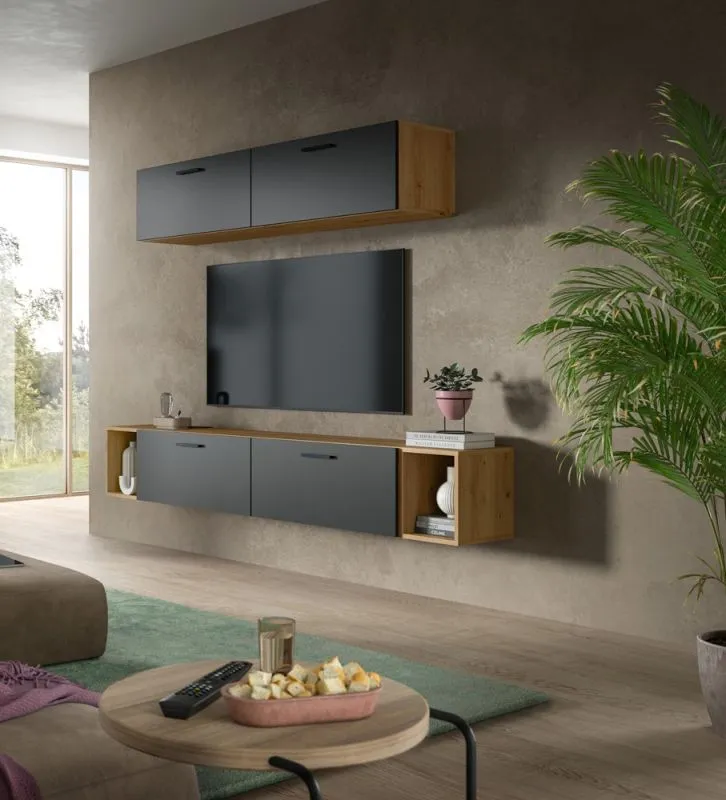 Wohnkombination The One 4 | 6-teilig | Artisan Oak / Basalt grau ohne