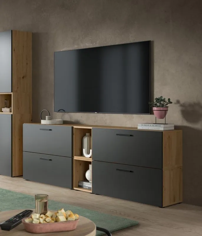 Wohnkombination The One 5 | 6-teilig | Artisan Oak / Basalt grau ohne