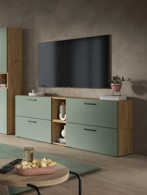 Wohnkombination The One 5 | 6-teilig | Artisan Oak / Smoke Green ohne
