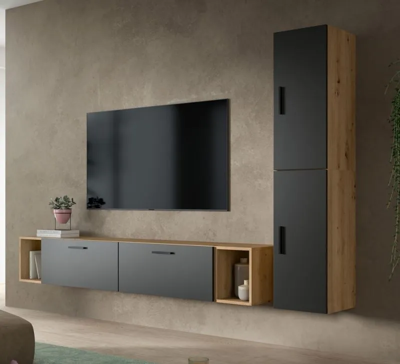 Wohnkombination The One | 6-teilig | Artisan Eiche / Basalt grau ohne